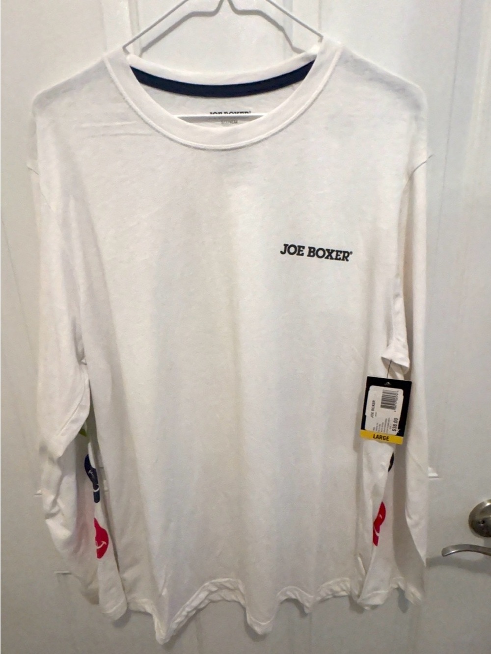 Joe Boxer White Long Sleeve Tee with Small Chest Logo